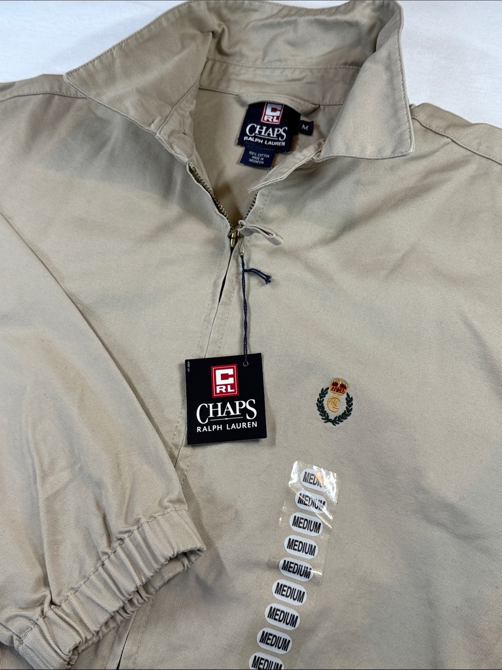 Chaps Ralph Lauren Harrington Jacket 90s Vintage Khaki Tan Lightweight NWT M